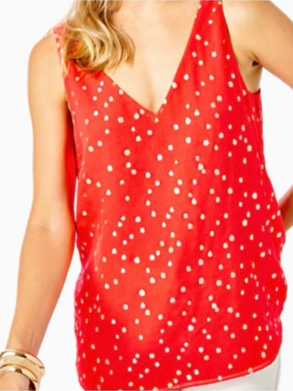 Lilly Pulitzer Red/ Orange Polka Dot V-Neck Camisole